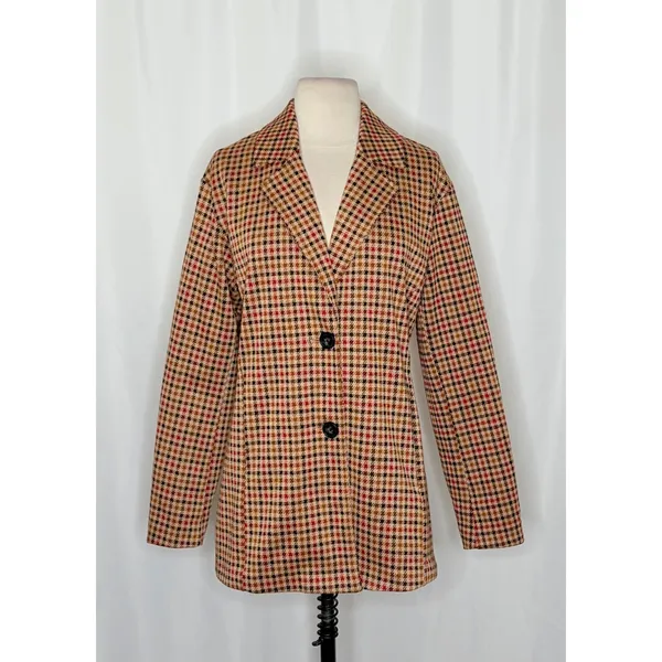 Anthropologie AVEC LES FILLES Longline Plaid Blazer Jacket Preppy Academia Small - Image 2