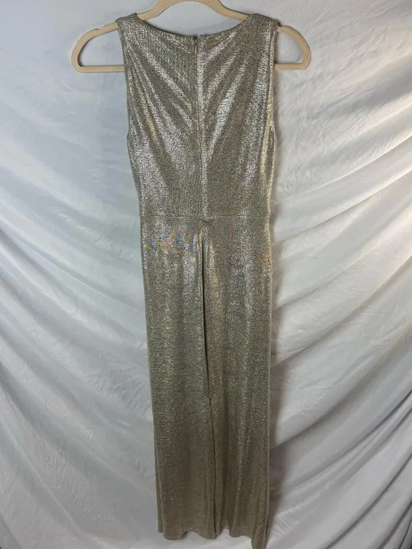 Lauren Ralph Lauren Gold Metallic Evening Gown / Arlenis metallized evening dres - Image 5