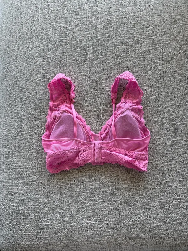Aerie Real‎ Good Pink Floral Lace Bralette V-Neck Adjustable Straps Size S - Image 2