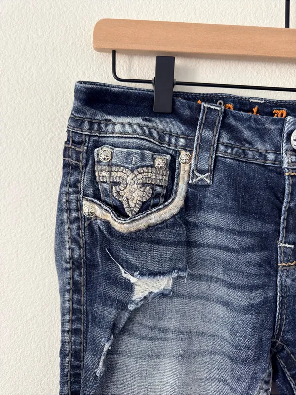 Rock Revival Betty Boot Distressed Embellished Jeans 27 - Image 16