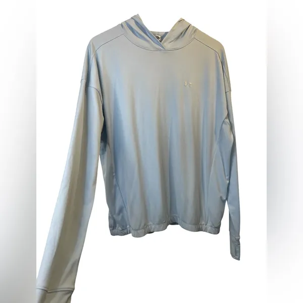 UNDER ARMOUR HeatGear Light Blue Long Sleeve Hooded Sweatshirt Hoodie - Size XL - Image 3