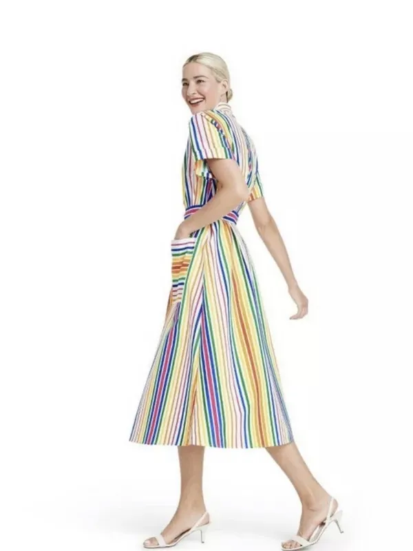 Christopher John Rogers for Target Rainbow Striped Short Sleeve Shirt Dress NWOT - Image 2