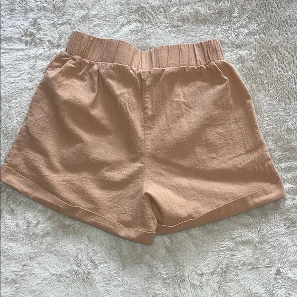 12th Tribe Tan High Waist Shorts with Elastic‎ Waistband - Image 5