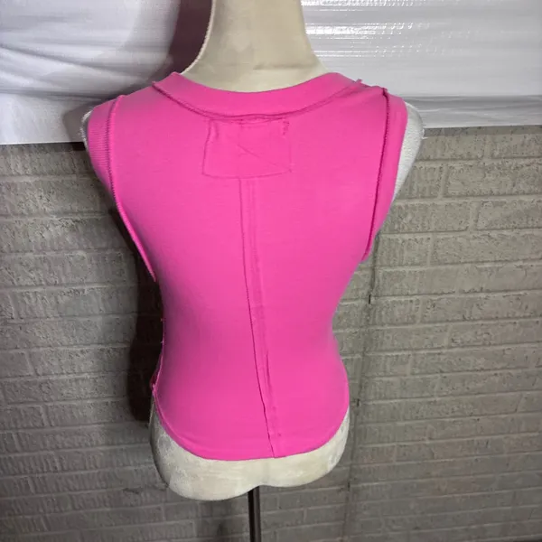 We The Free Free People Pink Ribbed Muscle Tank Top OB1635815 XS - Image 3