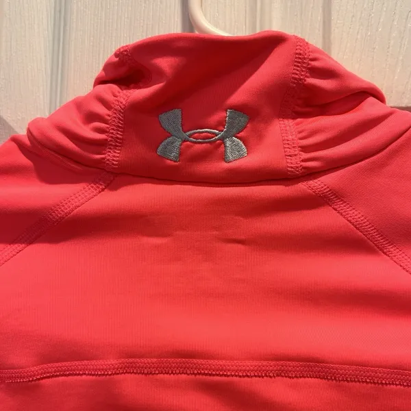 Under Armour Womens ColdGear Fitted 1/4 Zip Pullover Pink Ruched Thumbhole S‎ - Image 6