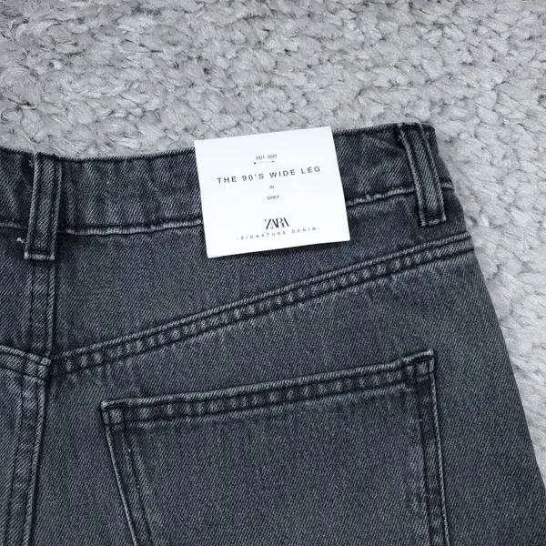 Zara Signature 90s Wide Leg Jeans Gray Denim High Rise US Size 6 EU 38 Slim Fit - Image 4