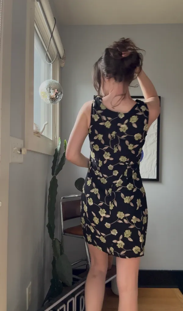 Vintage 90s Black Floral Hawaiian Mini Sun Dress 🔥 - Image 5