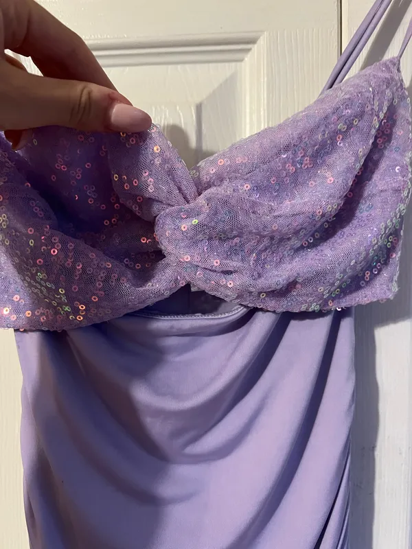 Lucy in the Sky Lilac Sequin Mini Dress - Image 3