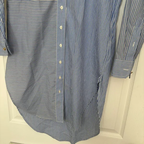 Lauren Ralph Lauren‎ Blue And White Stripe Button Front Dress Size XS - Image 4
