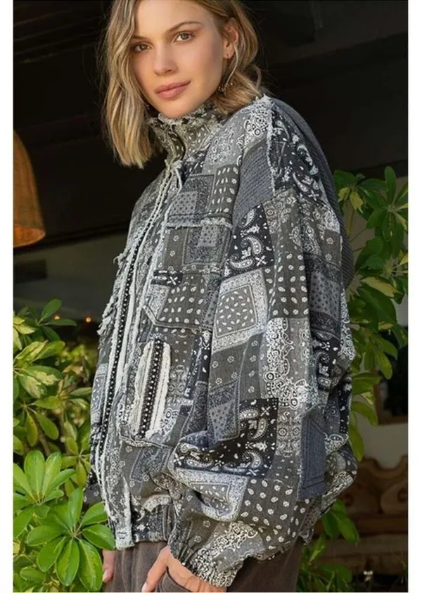 POL Black Multi Hooded Patchwork Jacket - Image 6