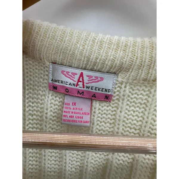Cream Beige Knit‎ Fisherman Sleeveless Sweater Vest Size 1X Academia Preppy - Image 6