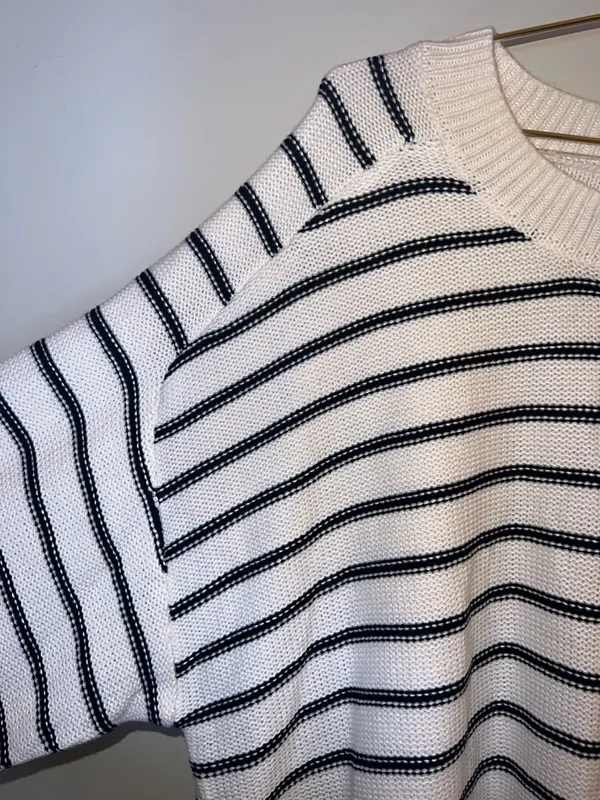 For The Republic Striped Knit‎ Sweater Cream Black 2X NWT - Image 5
