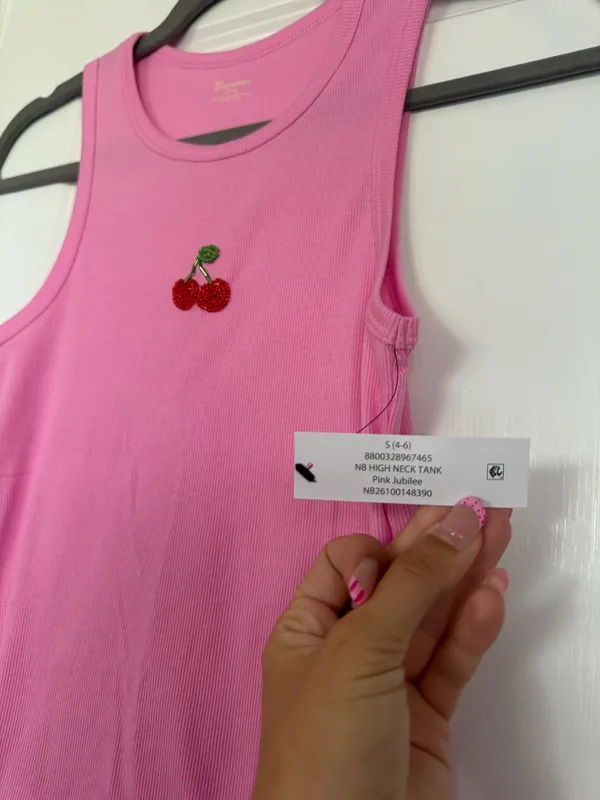 pink cherry beaded tank - Image 4