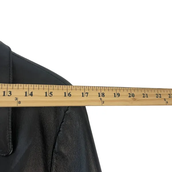 American Leather USA Vintage 90s Women's Size Large Black Button Up‎ Jacket Coat - Image 8