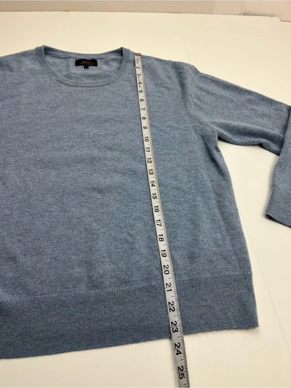 Quince 100% Mongolian Cashmere Crewneck Sweater Faded Denim Blue Womens Large - Image 6