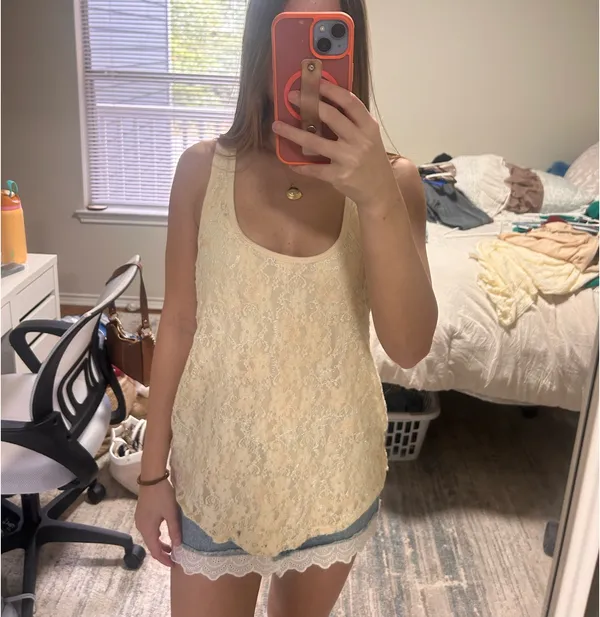 Vintage Sequin Tank Top Yellow Size L - Image 2