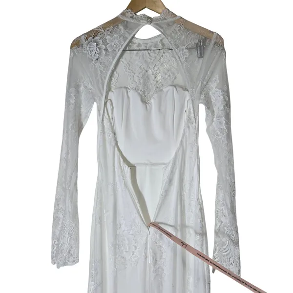 Lulus Laveau White Lace Bustier Backless Mermaid Maxi Dress Wedding Bridal Small - Image 5