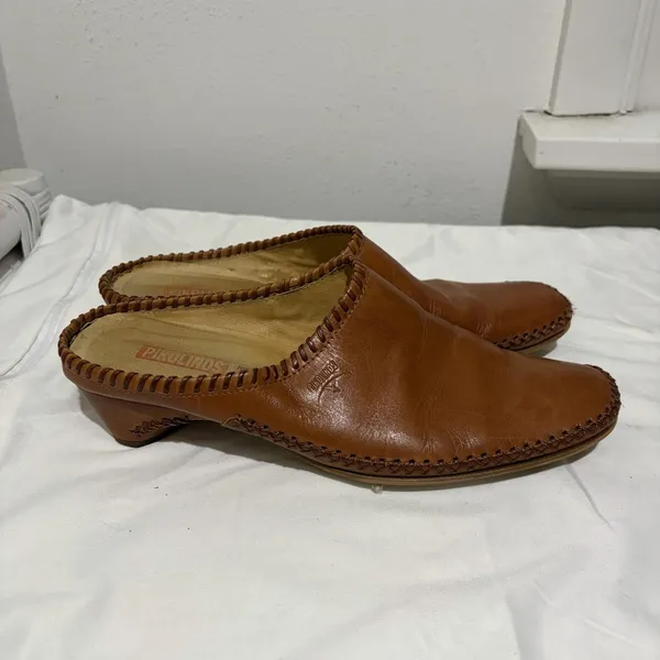Pikolinos Women's Brandy Leather Mules Clogs Heels US Size 9-9.5 - Image 3
