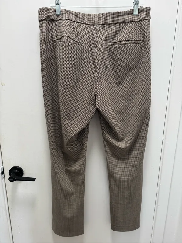 Aritzia Babaton Atelier Beige Brown Houndstooth Pattern Dress Pants Office US 12 - Image 3