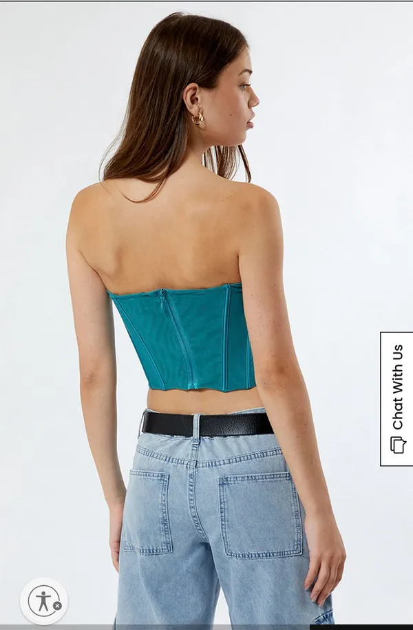 Pacsun Blue/Green Corset Top - Image 3
