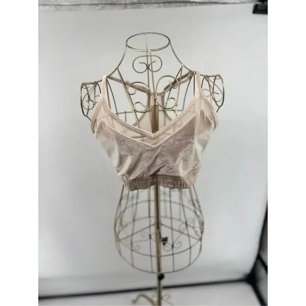 PINK Victoria's Secret Velvet Sports Bra Pullover Size Large Ivory - Image 8
