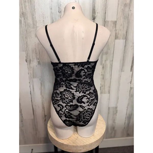 Black Lace Bodysuit | Sexy Floral Lingerie One-Piece – Size Medium - Image 4