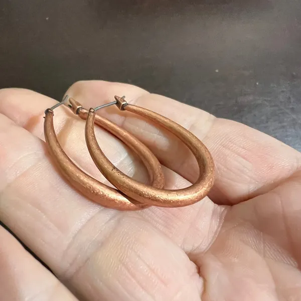 Oval Hoop Earrings Brown‎ Copper Color Statement Dangle Earrings Women - Image 2