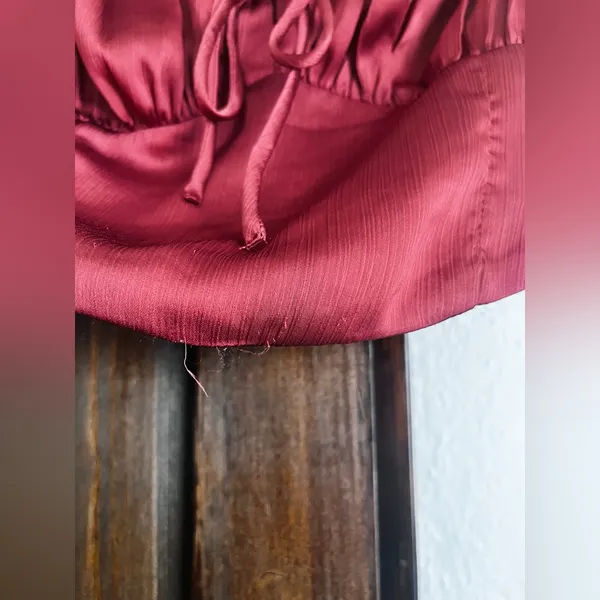 Altar'd State Burgundy Ruffled Crop Top - Image 4