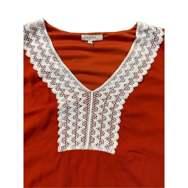 NWOT Entro Long Sleeve Dress‎ Lace Trim Rust Orange Small - Image 6