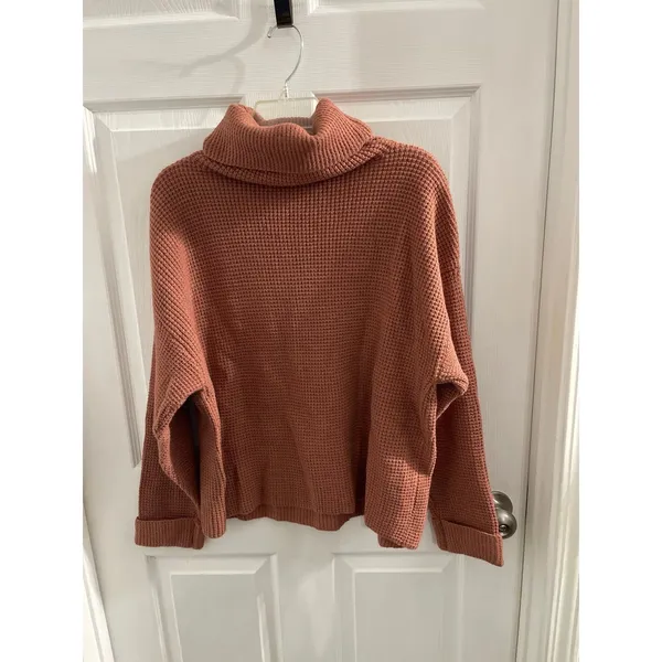 Women's Waffle Knit Turtleneck Sweater Size XL Terracotta - Image 3