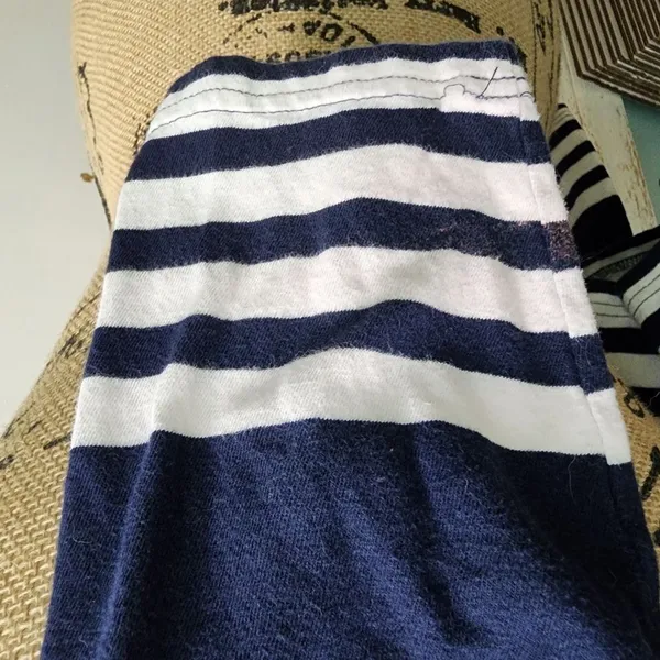 J. Crew Striped Top 3/4‎ Sleeve Boat Neck Pink Accent Casual Tee Shirt Medium - Image 6