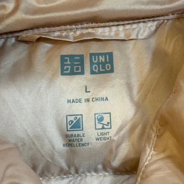 Uniqlo Ultra Light Down Vest Large Peach Pink Puffer Quilted Water Repellent - Image 5