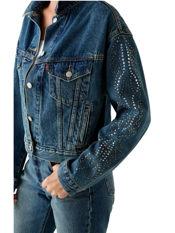 NEW Levi’s Shrunken '90s Bling Solargenic Cropped Trucker Jacket - Size XL - Image 2