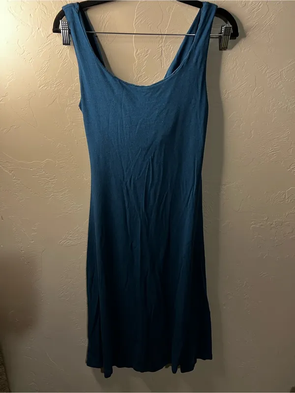 Blue Canoe Organics Teal Draped Cowl Neck Comfy Travel Vacation Minimalist Dress - Image 7