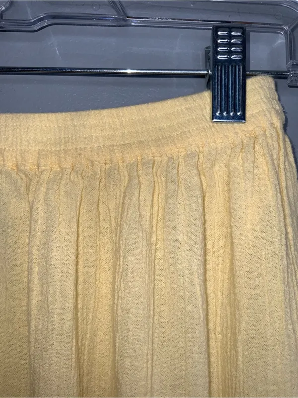 Vintage Two-Twenty Collection Light Yellow Cotton Tiered Midi Skirt S - Image 3