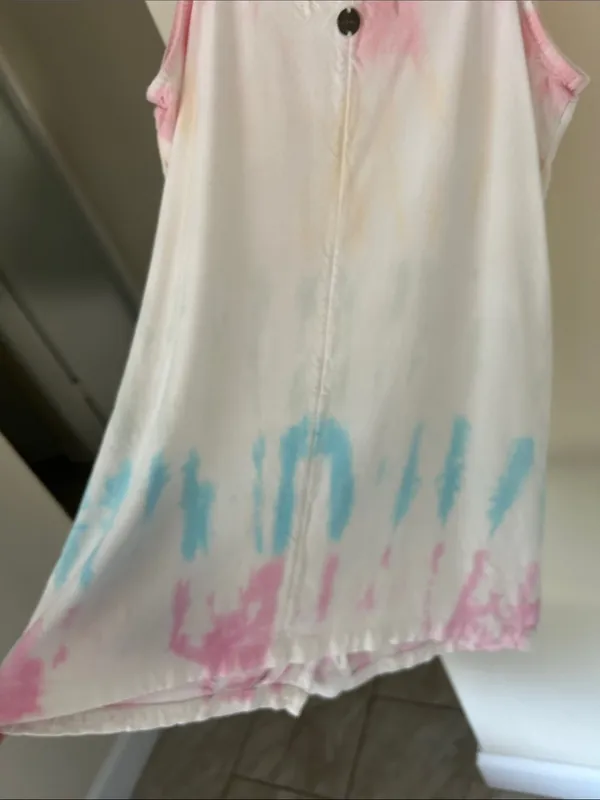 Rip curl boho Wipeout Pastel Tie Dye button down mini Dress M - Image 10