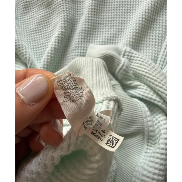 Aerie Waffle Knit Mint Green Graphic Crewneck Sweatshirt Size Large - Image 6