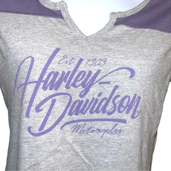 Harley Davidson cute gray tee with purple design! - Image 3