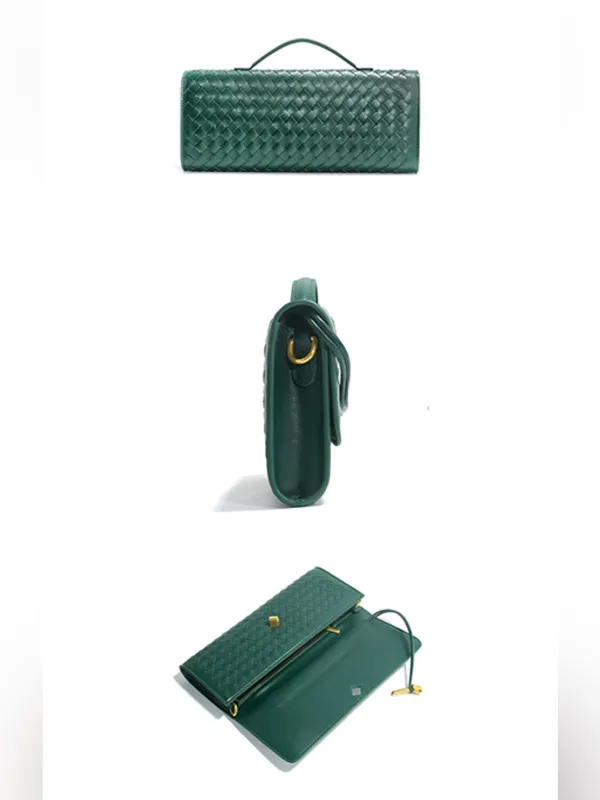 Green Woven Evening Clutch Crossbody Bag - Image 5