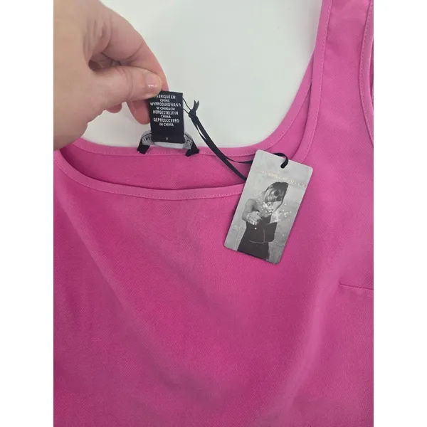 Sincerely Jules Crop Top Womens Medium Pink Square Neck‎ Side Zip Sleeveless - Image 3