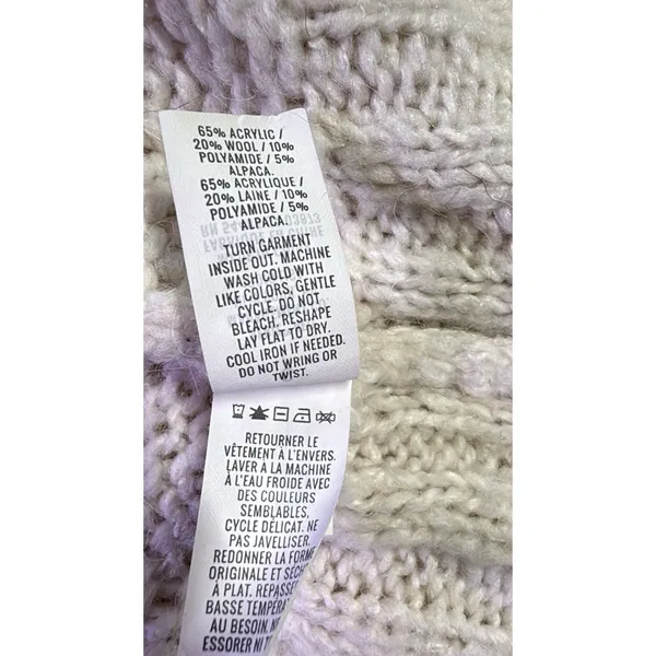 Aerie Cream Chunky Knit Sweater OS Sm Wool Blend Cozy Cottagecore D44 - Image 5