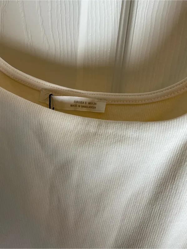 ZARA Cream Ribbed Knit Drop Waist Tiered Ruffle Mini Dress Small Balletcore - Image 5