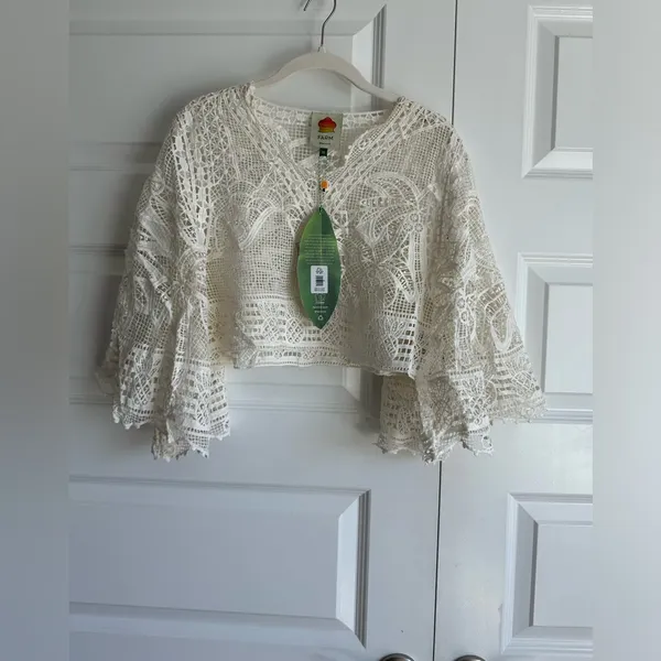 Farm‎ Rio Guipire Lace Blouse Off White Size XS NWT - Image 8