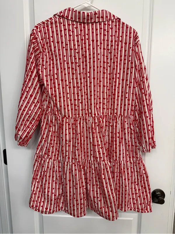Maeve Anthropologie Red White Printed Tiered Shirt Dress Size Medium - Image 7