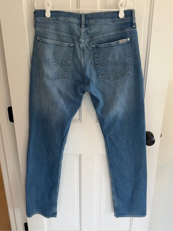 7 For All Mankind The Straight Women’s Jeans 33 Medium Wash Stretch Denim - Image 4