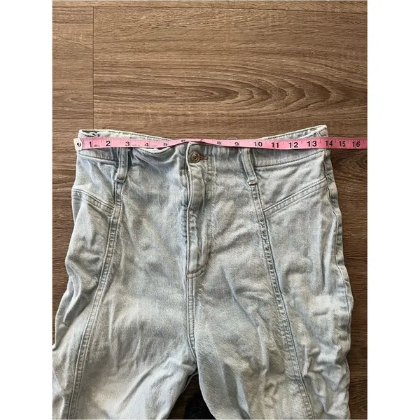 Free People We The Free High Rise Flare Jeans Y2K Womens 29 Light Wash Denim - Image 11