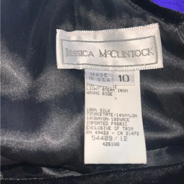Vintage 80s Jessica McClintock 100% Silk with Black Velvet Bodice Ball Gown 10 - Image 11