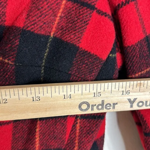BCBG Paris‎ Women's Plaid Wool Blend Blazer Red Black Small - Image 6