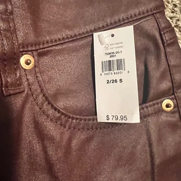 GAP Vintage Slim Mid Rise Coated Pants‎ Burgundy Bootcut Size 26 - Image 3