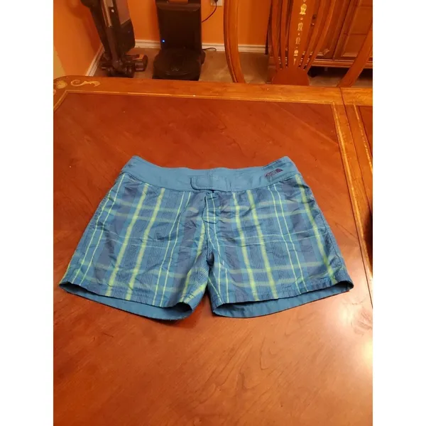 The North Face Shorts Women Size 6 Swim Board Shorts Blue/Green Plaid - Image 6